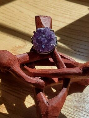 Silver & Amethyst Statement Ring - Purple Crystal Fashion